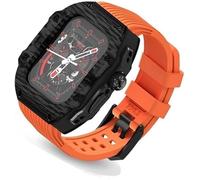 Ultra 49mm Fluorine Rubber Watdch Strap+Carbonfiber Watch Case Carbon Fiber Modification Kit,For Replacement Cover Strap,For Iwatch 8 7 6 5 4 SE 45mm 44mm