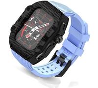 Ultra 49mm Fluorine Rubber Watdch Strap+Carbonfiber Watch Case Carbon Fiber Modification Kit,For Replacement Cover Strap,For Iwatch 8 7 6 5 4 SE 45mm 44mm
