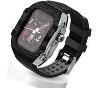 Ultra 49mm Fluorine Rubber Watdch Strap+Carbonfiber Watch Case Carbon Fiber Modification Kit,For Replacement Cover Strap,For Iwatch 8 7 6 5 4 SE 45mm 44mm