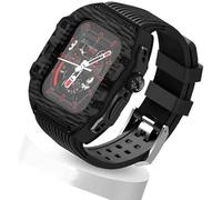 Ultra 49mm Fluorine Rubber Watdch Strap+Carbonfiber Watch Case Carbon Fiber Modification Kit,For Replacement Cover Strap,For Iwatch 8 7 6 5 4 SE 45mm 44mm