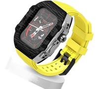 Ultra 49mm Fluorine Rubber Watdch Strap+Carbonfiber Watch Case Carbon Fiber Modification Kit,For Replacement Cover Strap,For Iwatch 8 7 6 5 4 SE 45mm 44mm
