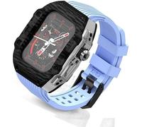 Ultra 49mm Fluorine Rubber Watdch Strap+Carbonfiber Watch Case Carbon Fiber Modification Kit,For Replacement Cover Strap,For Iwatch 8 7 6 5 4 SE 45mm 44mm