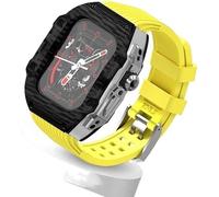 Ultra 49mm Fluorine Rubber Watdch Strap+Carbonfiber Watch Case Carbon Fiber Modification Kit,For Replacement Cover Strap,For Iwatch 8 7 6 5 4 SE 45mm 44mm
