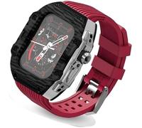 Ultra 49mm Fluorine Rubber Watdch Strap+Carbonfiber Watch Case Carbon Fiber Modification Kit,For Replacement Cover Strap,For Iwatch 8 7 6 5 4 SE 45mm 44mm