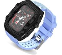 Ultra 49mm Fluorine Rubber Watdch Strap+Carbonfiber Watch Case Carbon Fiber Modification Kit,For Replacement Cover Strap,For Iwatch 8 7 6 5 4 SE 45mm 44mm