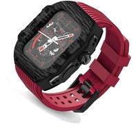 Ultra 49mm Fluorine Rubber Watdch Strap+Carbonfiber Watch Case Carbon Fiber Modification Kit,For Replacement Cover Strap,For Iwatch 8 7 6 5 4 SE 45mm 44mm