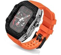 Ultra 49mm Fluorine Rubber Watdch Strap+Carbonfiber Watch Case Carbon Fiber Modification Kit,For Replacement Cover Strap,For Iwatch 8 7 6 5 4 SE 45mm 44mm