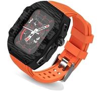 Ultra 49mm Fluorine Rubber Watdch Strap+Carbonfiber Watch Case Carbon Fiber Modification Kit,For Replacement Cover Strap,For Iwatch 8 7 6 5 4 SE 45mm 44mm