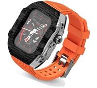 Ultra 49mm Fluorine Rubber Watdch Strap+Carbonfiber Watch Case Carbon Fiber Modification Kit,For Replacement Cover Strap,For Iwatch 8 7 6 5 4 SE 45mm 44mm