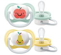 Ultra Air Philips Avent - Juego de 2 ortodoncia sin bisfenol A, para niños de hasta 6 meses, incluye esterilizador/bolsa SCF080/17, color amarillo y verde