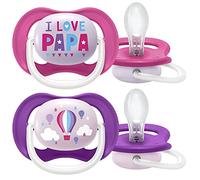 Ultra Air Philips Avent SCF080/04 - Juego de 2 chupetes ortodónticos para niños de 6 a 18 meses, sin bisfenol A, incluye esterilizador/bolsa de transporte
