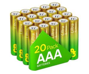 Ultra Alkaline Triple A Batteries, Long Lasting Power for High-Performance Devices - Ideal for Radio, Camera, Alarm - Industrial Use, Anti-Leakage, 10-Year Shelf Life - 20 Pack by GP AAA Batteries