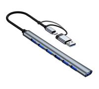 Ultra delgado Data HUB USB a 7 puertos USB 3.0 Estación de acoplamiento USB C Adaptador USB Hub Multipuertos USB para Macbook, Mac Pro, iMac, Surface Pro, Xps, Notebook PC, Unidades USB, Discos Duros