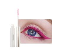 Ultra Fine Waterproof Mascara de pestañas largas, resistente al agua, pincel fino negro, máscara de larga duración con fibra de seda, no grumosa (12 rosas, fina)