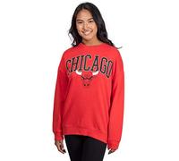 Ultra Game NBA Official Women's Extra Soft Fleece Distressed Oversized Pullover Sweatshirt, Chicago Bulls, Team Color, Small