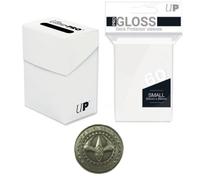 Ultra Pro Deck Box + 60 fundas protectoras de tamaño pequeño Pro + Duel Coin - Gloss - Blanco - Yu-Gi-Oh! - Mini japonés