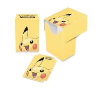 Ultra Pro - Caja de baraja edición Pikachu 2025, almacena y protege 75 cartas Pokémon, fundas dobles y tarjetas de tamaño estándar, tapa de bloqueo automático, divisor de barajas