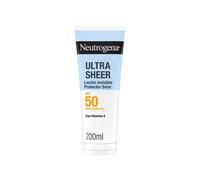 Neutrogena Ultra Sheer Solar Loción Invisible Hidratante SPF50 (200ml), crema hidratante con protección solar alta, crema de sol resistente al agua, protector Neutrogena corporal SPF50 ligero