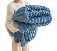 Ultra-Soft Faux Rabbit Fur Throw Blanket with Fluffy Warm Throw Blanket for Cozy Winter Nights - Reversible Thick Blanket (50"x60") in Elegant Tie-Dye Charcoal for Bed & Couch (Blue,47.24*78.74in)