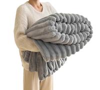 Ultra-Soft Faux Rabbit Fur Throw Blanket with Fluffy Warm Throw Blanket for Cozy Winter Nights - Reversible Thick Blanket (50"x60") in Elegant Tie-Dye Charcoal for Bed & Couch (Gray,78.74*90.55in)