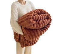 Ultra-Soft Faux Rabbit Fur Throw Blanket with Fluffy Warm Throw Blanket for Cozy Winter Nights - Reversible Thick Blanket (50"x60") in Elegant Tie-Dye Charcoal for Bed & Couch (Brown,47.24*78.74in)