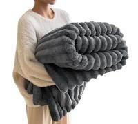 Ultra-Soft Faux Rabbit Fur Throw Blanket with Fluffy Warm Throw Blanket for Cozy Winter Nights - Reversible Thick Blanket (50"x60") in Elegant Tie-Dye Charcoal for Bed & Couch (Dark,47.24*78.74in)