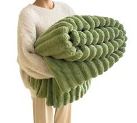 Ultra-Soft Faux Rabbit Fur Throw Blanket with Fluffy Warm Throw Blanket for Cozy Winter Nights - Reversible Thick Blanket (50"x60") in Elegant Tie-Dye Charcoal for Bed & Couch (Green,39.37*59.05in)