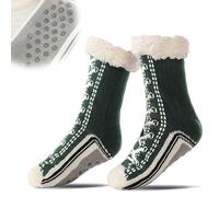 Ultra-thick Cashmere Slipper Home Socks, Cashmere knit, Silicone non-slip soft outsole, Suitable as a gift or for home wear (Army Green)
