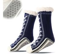 Ultra-thick Cashmere Slipper Home Socks, Cashmere knit, Silicone non-slip soft outsole, Suitable as a gift or for home wear (Blue)