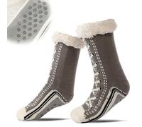 Ultra-thick Cashmere Slipper Home Socks, Cashmere knit, Silicone non-slip soft outsole, Suitable as a gift or for home wear (Gray)