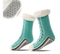 Ultra-thick Cashmere Slipper Home Socks, Cashmere knit, Silicone non-slip soft outsole, Suitable as a gift or for home wear (Green)