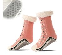 Ultra-thick Cashmere Slipper Home Socks, Cashmere knit, Silicone non-slip soft outsole, Suitable as a gift or for home wear (Pink)