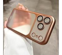 Ultra-Thin All-Inclusive Drop-Proof Colorful Case for iPhone 17 Pro MAX, Matte Frosted Electroplating PC Drop-Resistant Phone Case with Lens Protector (Gold,15)
