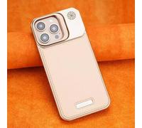 Ultra Thin Leather Frameless Phone Case - with Stand & Magnetic Function, Metal Leather Frameless Magnetic Case - Half-Cover Design for iPhone 13/14/15/16/17 Promax (for iPhone14 pro max,Gold)