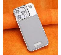 Ultra Thin Leather Frameless Phone Case - with Stand & Magnetic Function, Metal Leather Frameless Magnetic Case - Half-Cover Design for iPhone 13/14/15/16/17 Promax (for iPhone15 pro max,Gray)