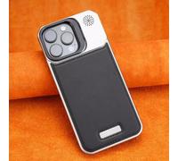 Ultra Thin Leather Frameless Phone Case - with Stand & Magnetic Function, Metal Leather Frameless Magnetic Case - Half-Cover Design for iPhone 13/14/15/16/17 Promax (for iPhone11 pro max,Black)