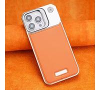 Ultra Thin Leather Frameless Phone Case - with Stand & Magnetic Function, Metal Leather Frameless Magnetic Case - Half-Cover Design for iPhone 13/14/15/16/17 Promax (for iPhone13 pro max,Brown)