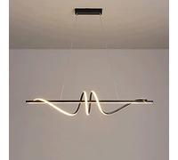 Ultra-Thin Linear Pendant Light, Geometric Metal Strip Hanging Lamp with White Silicone Lampshade, Spiral Long Suspension Lamps, Dimmable LED Chandelier, Dining Room Drop Lights