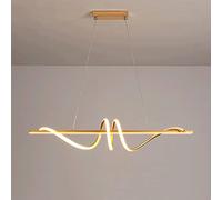 Ultra-Thin Linear Pendant Light, Geometric Metal Strip Hanging Lamp with White Silicone Lampshade, Spiral Long Suspension Lamps, Dimmable LED Chandelier, Dining Room Drop Lights