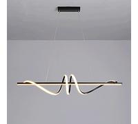 Ultra-Thin Linear Pendant Light, Geometric Metal Strip Hanging Lamp with White Silicone Lampshade, Spiral Long Suspension Lamps, Dimmable LED Chandelier, Dining Room Drop Lights