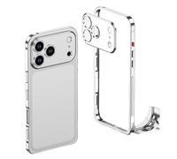 Ultra-Thin Metal Frame Heat Dissipation Case with Lens Protector for iPhone Series - Slim Hard Titanium Shockproof Design & Detachable Metal Lens Cover Seahorse Buckle (#6,for IPhone 15 Pro Max)