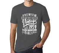 Ultrabasic Camiseta para Hombre - Original Parts (Mostly) Aged to Perfection 1959 - Regalo Diseño Gráfico 67 Años Cumpleaños Aniversario Moda Año 1959 Gris ratón M