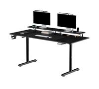 Ultradesk - Escritorio Gaming Grande - Highlander XXL - Construcción de Acero Escritorio de Ordenador - Espacio para Dos Monitores - Almacenamiento de Oficina - 160x70 cm - Negro
