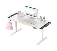 Ultradesk - Escritorio Infantil Eléctrico Regulable en Altura Pulsar - 136x60x55-81cm - para 2 Monitores - para Habitaciones de Niños y Adolescentes - Blanco, con LED