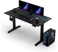 Ultradesk - Escritorio para Gaming Negro - Escritorio Regulable en Altura 140x70 - Escritorio para Ordenador con Iluminación de Acero, con Compartimento para Cables, Mesa para PC Vortex