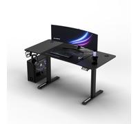 Ultradesk - Escritorio Regulable en Altura Level V2 - Escritorio eléctrico para el Ordenador - 140x68 cm, para Juegos, teletrabajo - Juego con Alfombrilla de ratón XL - Negro, Negro