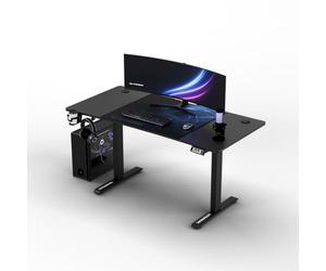 Ultradesk - Escritorio Regulable en Altura Level V2 - Escritorio eléctrico para el Ordenador - 140x68 cm, para Juegos, teletrabajo - Juego con Alfombrilla de ratón XL - Negro, Azul