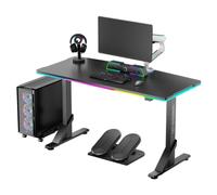 Ultradesk - Iron - Escritorio para Computadora - Escritorio para Monitor Gaming, Regulable en Altura con Retroiluminación LED RGB - para 2 Monitores - Grande, Regulable en Altura - Negro