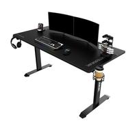 Ultradesk Rush Mesa de Juegos para Ordenador, Gran Superficie de Trabajo, Alfombrilla XXL, Soporte para teléfono móvil, portavasos | Estructura de Acero, soporta hasta 130 kg, Negro, 152,5 x 70 cm