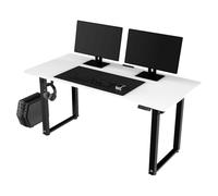 Ultradesk Uplift V2 Mesa Gaming para Ordenador, Estructura de Acero, Espacio para Tres Monitores, Regulación Eléctrica de Altura, Espacio para Piernas, Incluye Accesorios, 160 x 75 cm, Blanco